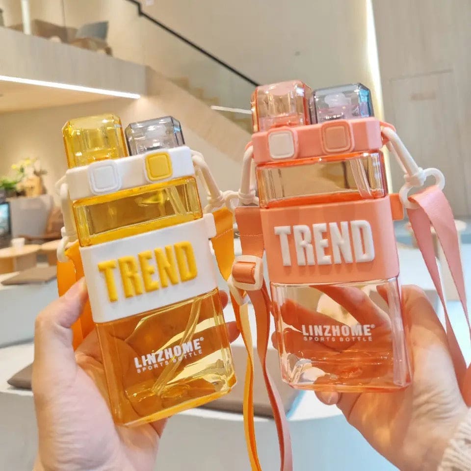 Trend Double Drinking Water Bottle, Punk Square Water Cup, Plastic Portable Drinking Cup, Portable Leakproof Double Drinking Plastic Cup, 520ml Sports Water Bottle Trend Double Drinking Water Bottle, Punk Square Water Cup, Plastic Portable Drinking Cup, Portable Leakproof Double Drinking Plastic Cup, 520ml Sports Water Bottle